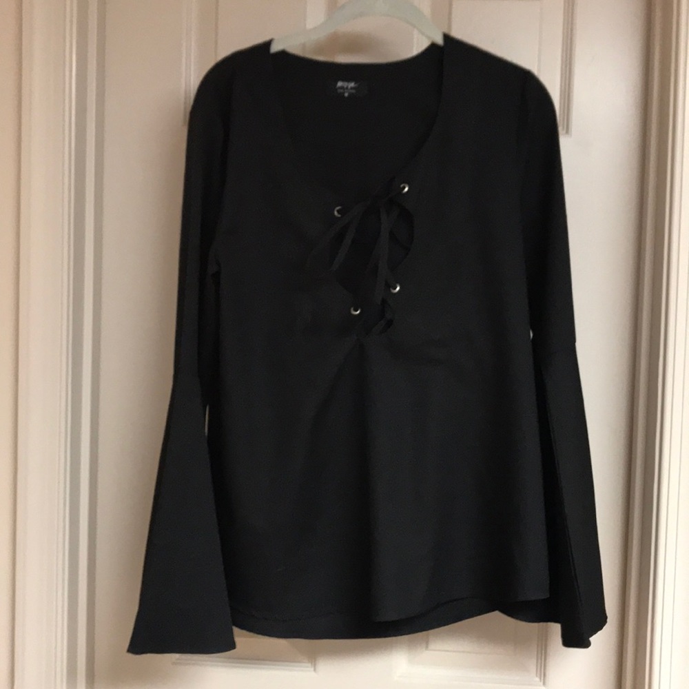 Lace up top with bell sleeves